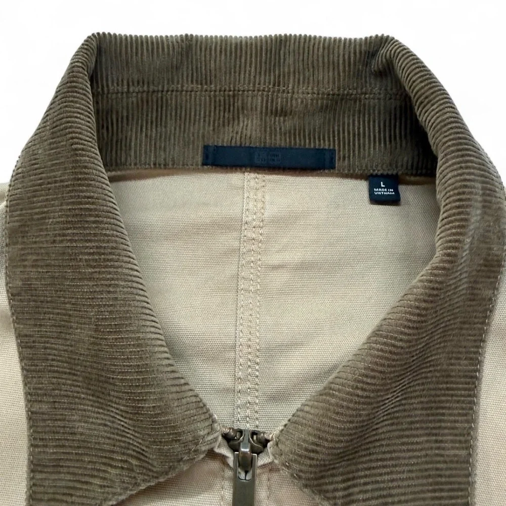 Women’s Uniqlo Zip-Up Short Jacket with Corduroy Collar Large Pockets Boxy Fit L - Picture 3 of 8